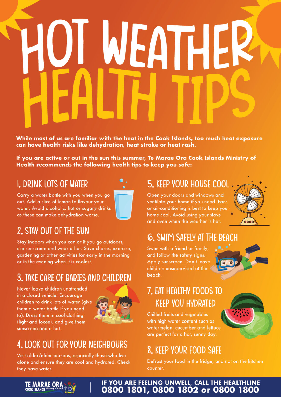 Hot Weather Health Tips Te Marae Ora Cook Islands Ministry Of Health